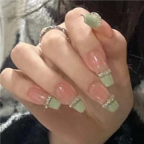 Fake Acrylic Nails Nrog Rhinestone